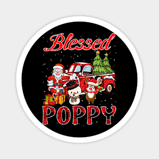 Blessed Poppy Red Plaid Christmas Magnet